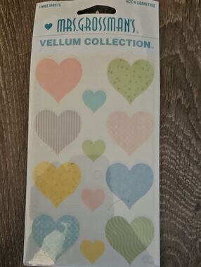 Vellum Collection Pastel Heart Stickers - Multi-Color